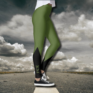 Black Triangle   Initial   Olive Green Leggings