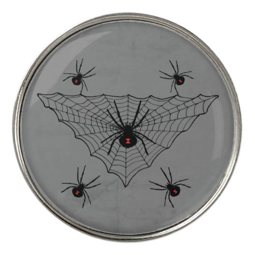 Black Triangle Spider Web With Black Widow Spiders Golf Ball Marker