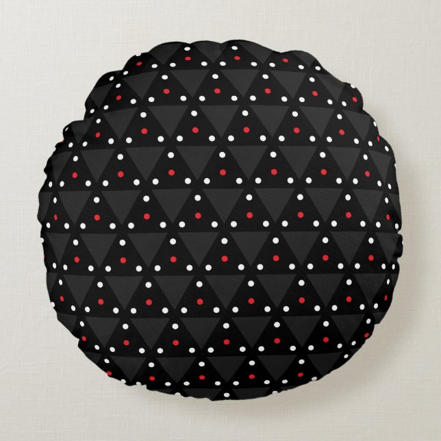 Black Triangle UFO Pattern Modern Abstract Round Pillow (Front)