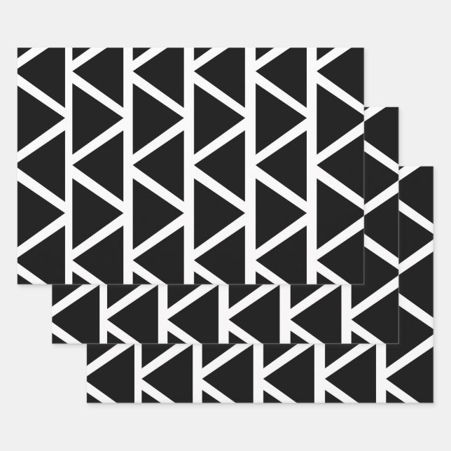 Black Triangles Wrapping Paper Sheets (Set)