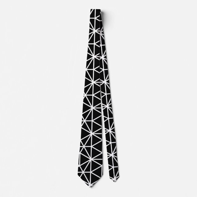 Black Triangular Geometric Pattern Neck Tie (Front)