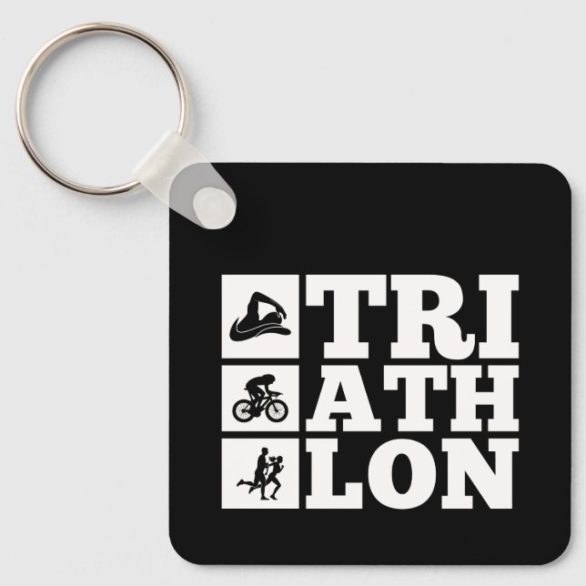 Black • Triathlon Motivation Poster Keychain (Front)
