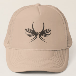 Black Tribal Abstract Bird Trucker Hat