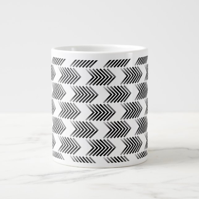 Black Tribal Arrow Pattern Giant Coffee Mug (Front)