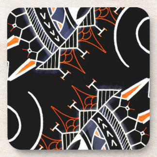 Black tribal art aboriginal australia style drink coaster