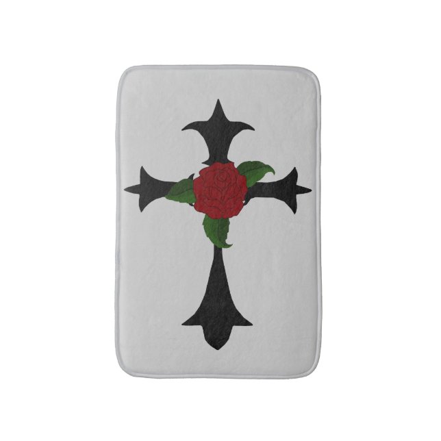 Black Tribal Cross Bath Mat (Front Vertical)