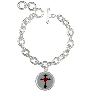 Black Tribal Cross Charm Bracelet