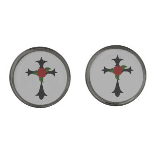 Black Tribal Cross Cufflinks