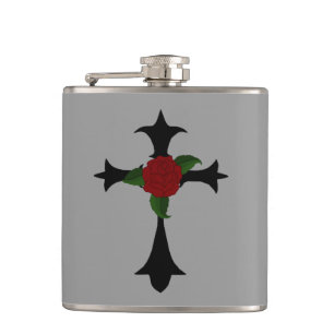 Black Tribal Cross Flask