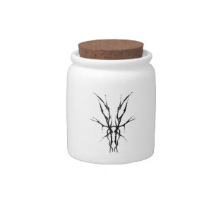 Black Tribal Deer Skull Hunting Design Candy Jar