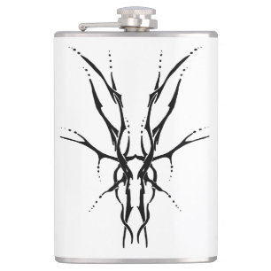 Black Tribal Deer Skull Hunting Design Flask