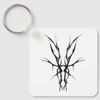 Black Tribal Deer Skull Hunting Design Keychain
