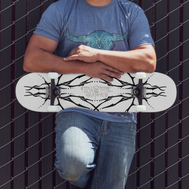 Black Tribal Deer Skull Hunting Design Skateboard Deck (Outdoor 3)