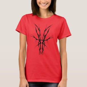 Black Tribal Deer Skull Hunting Design T-Shirt