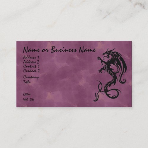 Black Tribal Dragon on Red Business Card
