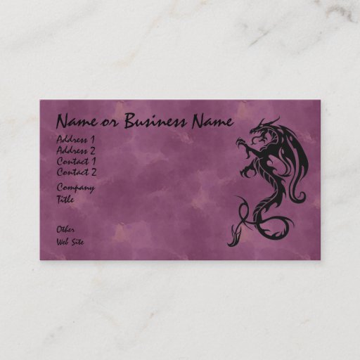 Customizable Black Tribal Dragon on Red Business Card