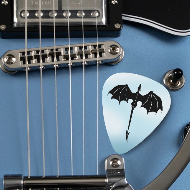 Black Tribal Flight Dragon Fantasy Blue Sky Guitar Pick (Creator Uploaded)
