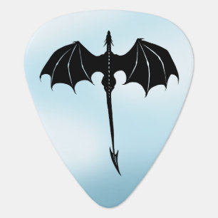 Black Tribal Flight Dragon Fantasy Blue Sky Guitar Pick