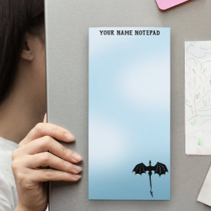 Black Tribal Flight Dragon Fantasy Blue Sky Magnetic Notepad