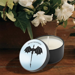 Black Tribal Flight Dragon Fantasy Blue Sky Mini Candle Favors