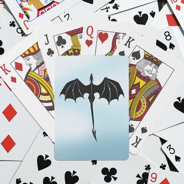 Black Tribal Flight Dragon Fantasy Blue Sky Poker Cards (Creator Uploaded)
