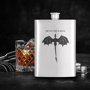 Black Tribal Flight Dragon Fantasy Flask