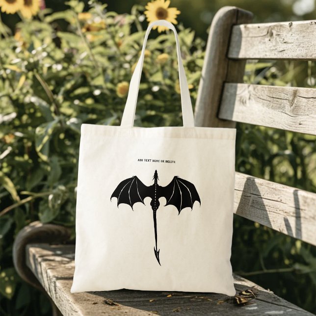 Black Tribal Flight Dragon Fantasy Tote Bag (Creator Uploaded)