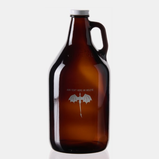 Black Tribal Flight Dragon Fantasy White Growler (Glassware)