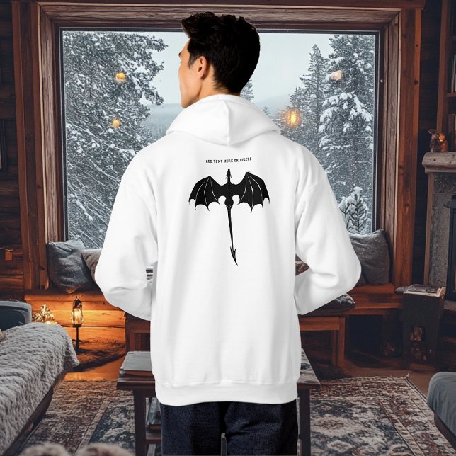 Black Tribal Flight Dragon Fantasy White Hoodie (Creator Uploaded)