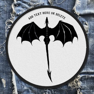 Black Tribal Flight Dragon Fantasy White Patch