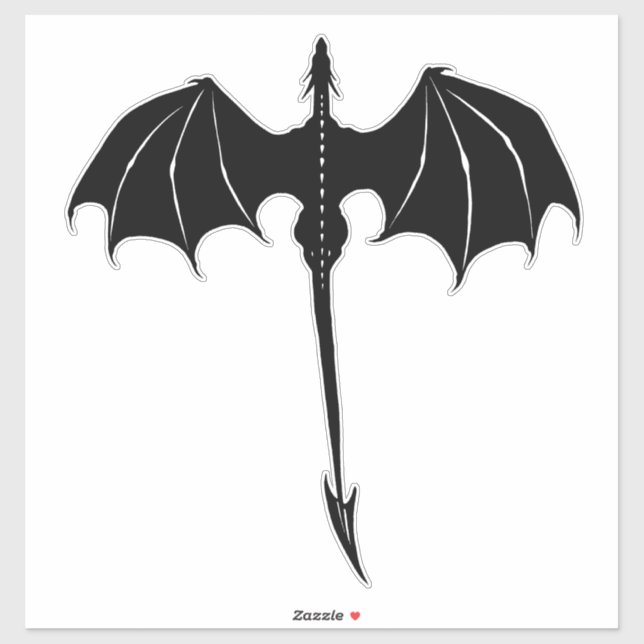 Black Tribal Flight Dragon Fantasy White Sticker (Sheet)