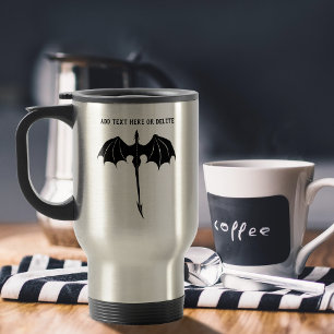 Black Tribal Flight Dragon Fantasy White Travel Mug