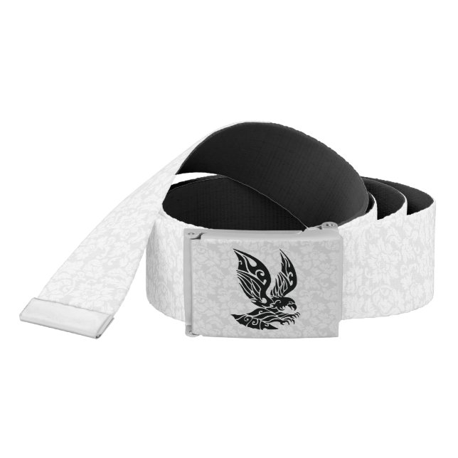 Black Tribal Flying Eagle Illustration Belt (Snake)