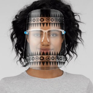Black Tribal Geometric Pattern Face Shield