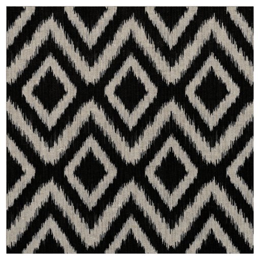 Black Tribal Ikat Chevron Fabric