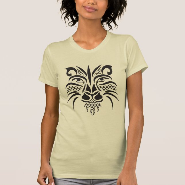 Black Tribal Lion 2 T-Shirt (Front)