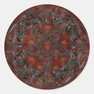 Black Tribal Pentagram Classic Round Sticker
