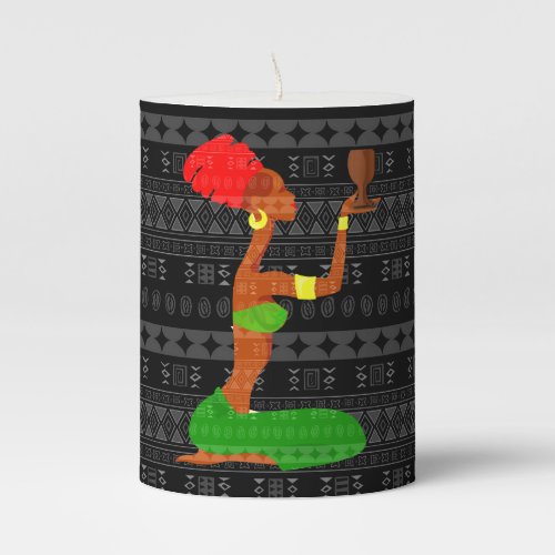 Black Tribal Print with African Theme Votive Candl Pillar Candle