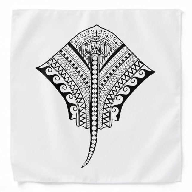 Black Tribal Stingray Manta Ray Bandana (Front)