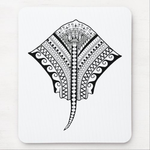 Black Tribal Stingray Manta Ray Mouse Pad