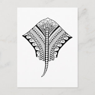 Black Tribal Stingray Manta Ray Postcard