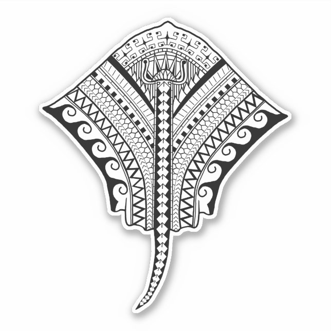 Black Tribal Stingray Manta Ray Sticker (Front)