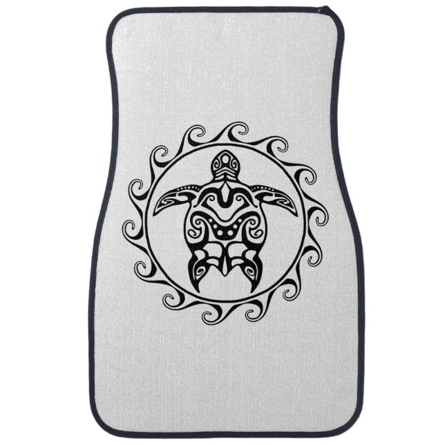 Black Tribal Turtle Car Mat (Front)
