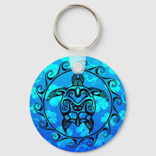 Black Tribal Turtle Keychain