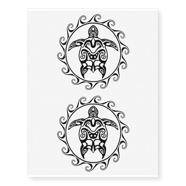 Black Tribal Turtle Temporary Tattoos (Front)
