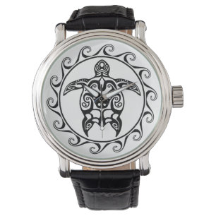 Black Tribal Turtle Watch
