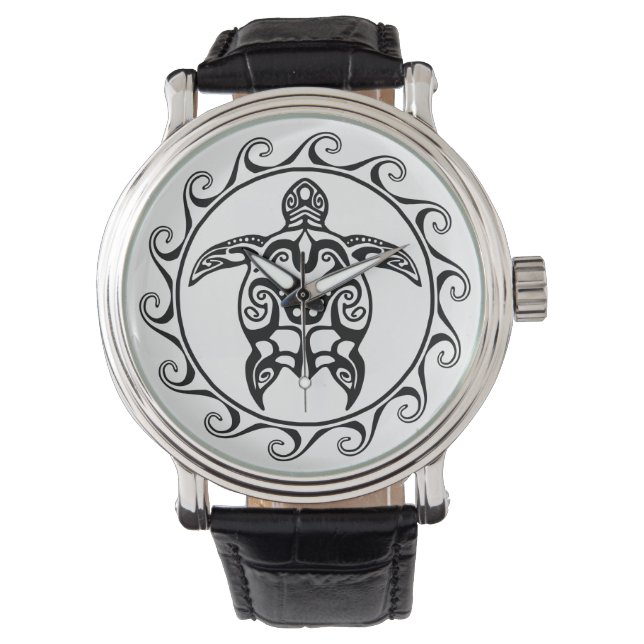 Black Tribal Turtle Watch (Front)