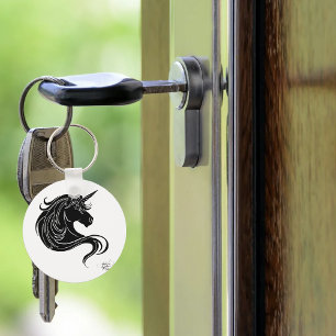 Black Tribal Unicorn Keychain