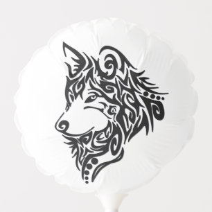 Black Tribal Wolf Balloon