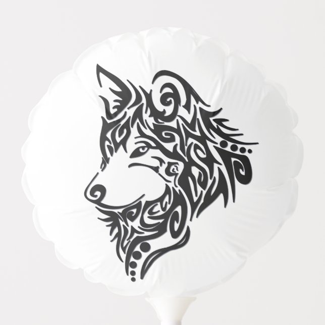 Black Tribal Wolf Balloon (Front)